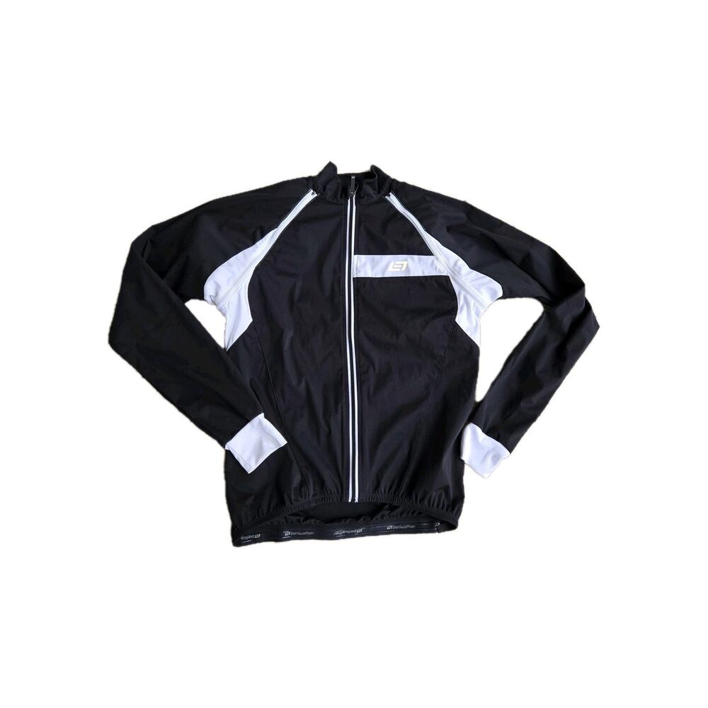 Bellweather Cycling Jersey Mens M Black White Tech Zip‎ Sleeves